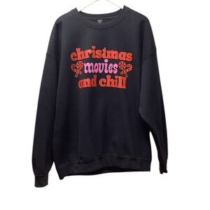 Gildan Black Crewneck Christmas Themed Sweatshirt.  Size XL